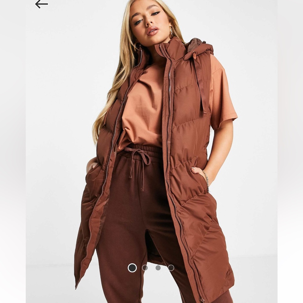 Threadbare Brown Puffer Long Vest